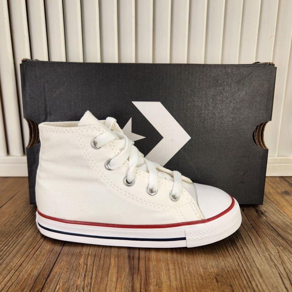 Converse Chuck Taylor All Star Hi Infant Size 9 Optical White Canvas Shoes 7J25